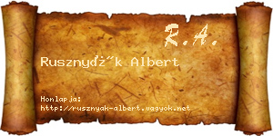 Rusznyák Albert névjegykártya