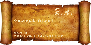 Rusznyák Albert névjegykártya